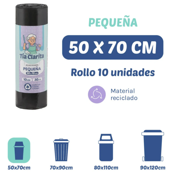 Bolsa de basura 50 x 70 cms. 10 unidades Tía Clarita